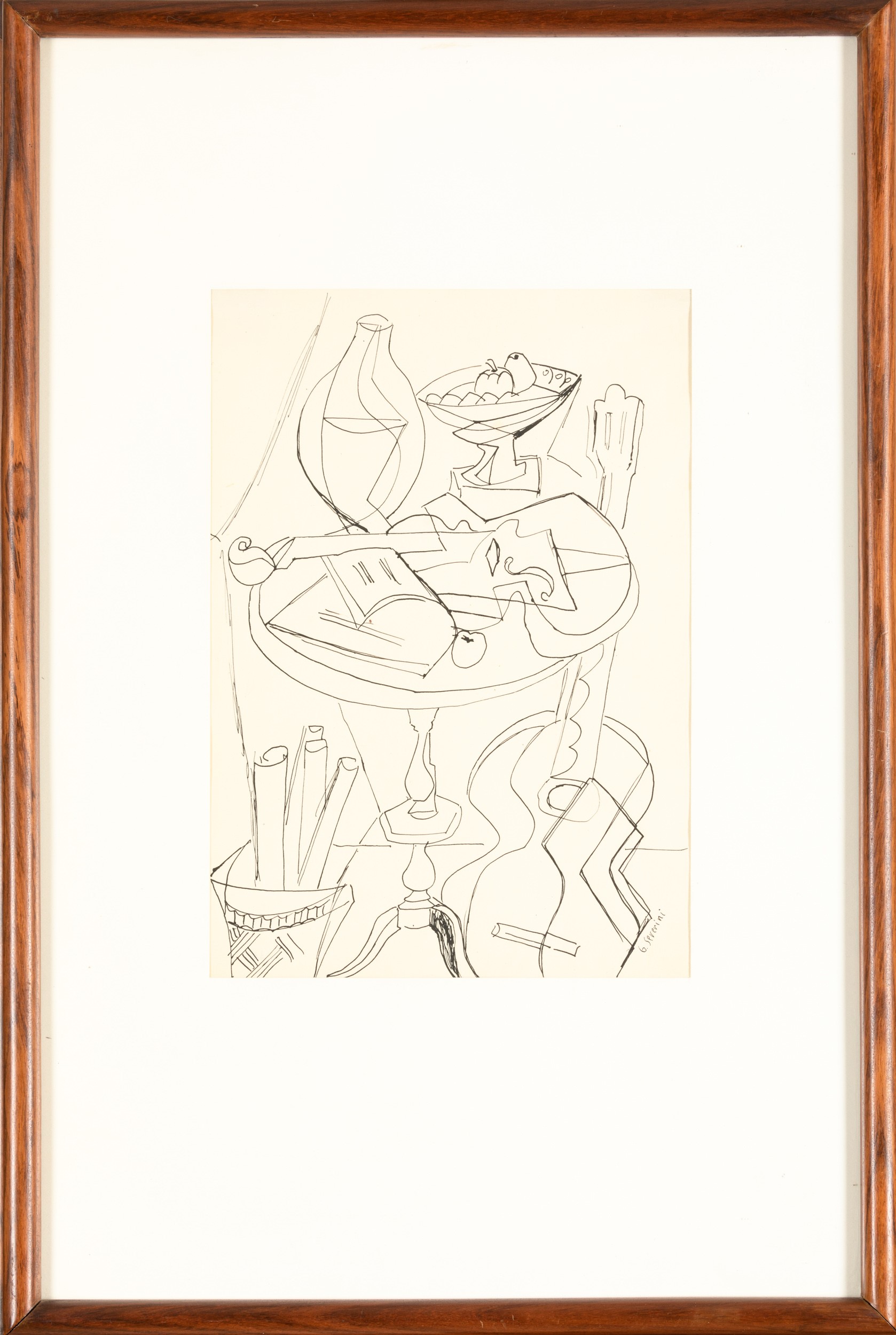 Gino Severini - Natura Morta con Violino e Chitarra Poggiata in Terra