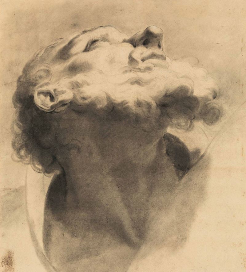 Gaetano Gandolfi : Testa di uomo barbuto  - matita nera su carta - Auction Old Masters Paintings - Cambi Casa d'Aste