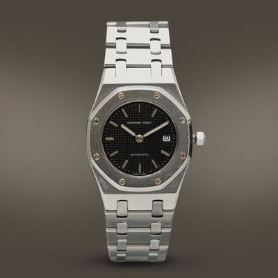 Audemars Piguet - Royal Oak Lady Ref 14470st in Acciaio con Quadrante Blu Notte Tapisserie. Accom...