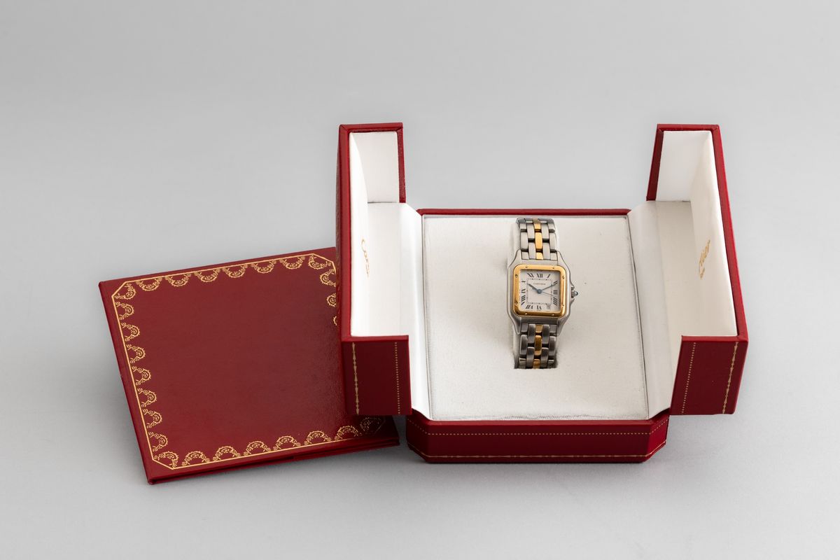 Cartier - Elegante Panthere Acciaio e Oro Monofilo al Quarzo con Datario Accompagnato da Astuccio...