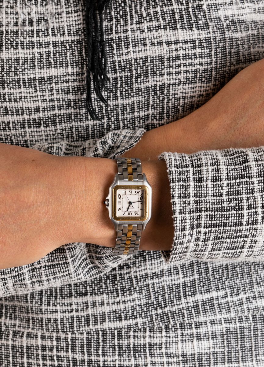 Cartier - Elegante Panthere Acciaio e Oro Monofilo al Quarzo con Datario Accompagnato da Astuccio...