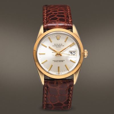 Rolex - Raro Date Ref 1550 "gold Shell", in Acciaio Incamiciato D'oro con Fibbia Laminata Origina...
