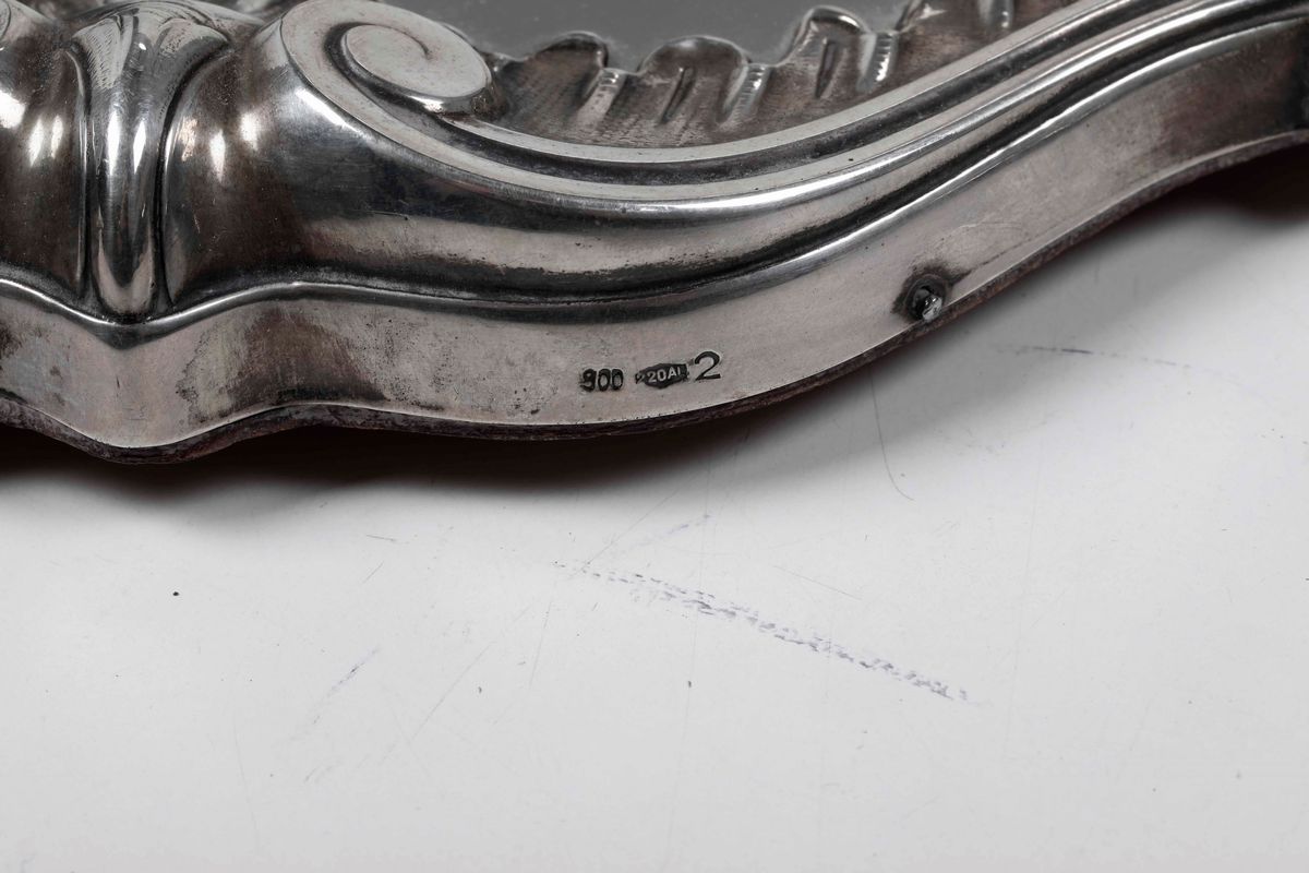 Presentoire in Argento e Specchio. Argenteria Artistica Italiana del XX Secolo. Argentiere Gianni...