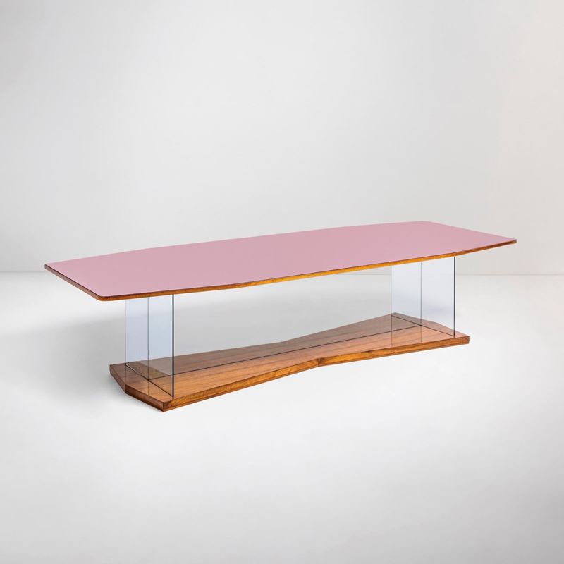 Francesco Bonfanti : Grande tavolo con base in legno  - Asta Fine Design - Cambi Casa d'Aste