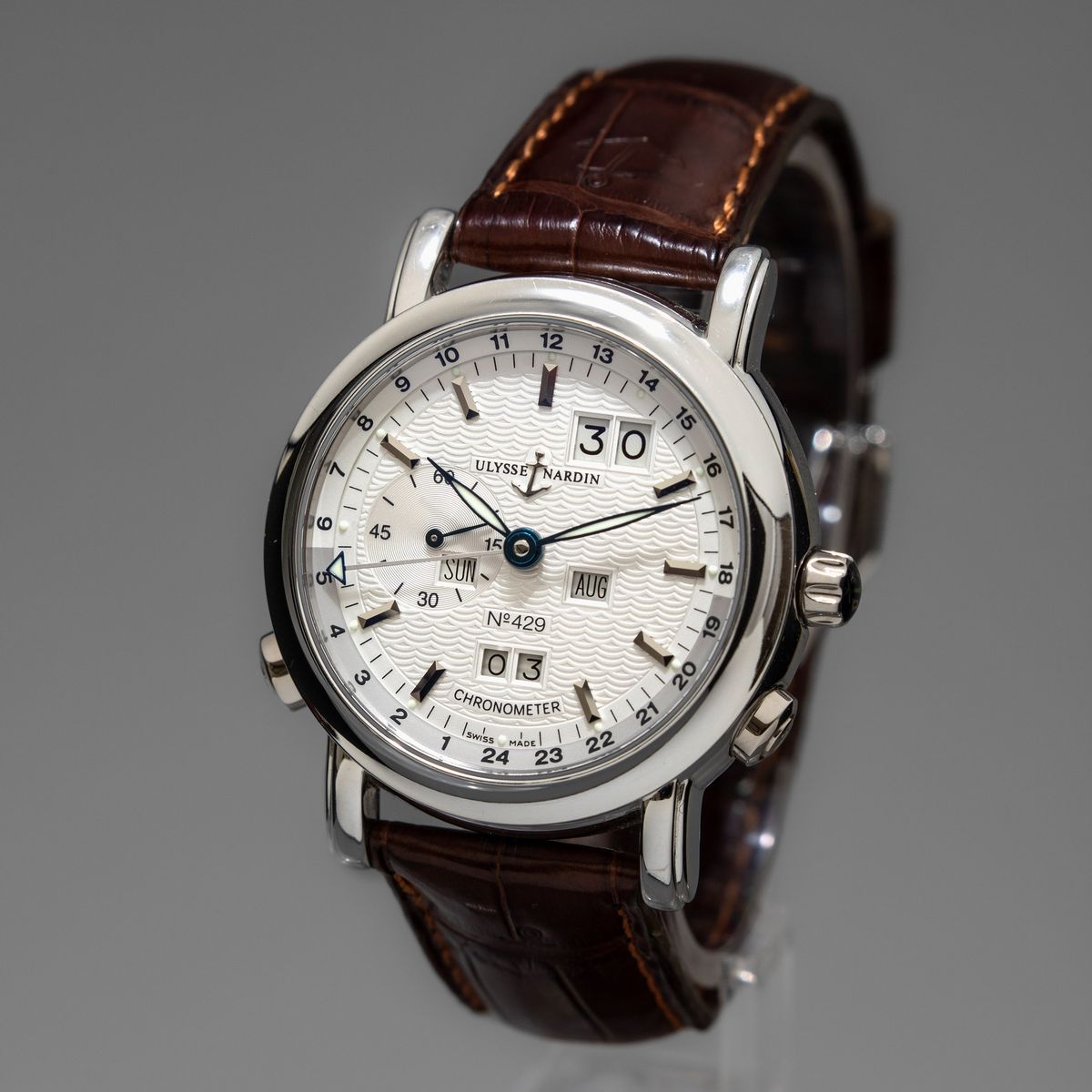 Ulysse Nardin - Perpetual Calendar Gmt Ref 329-80. Orologio da Polso in Platino 500 Pezzi, con Do...