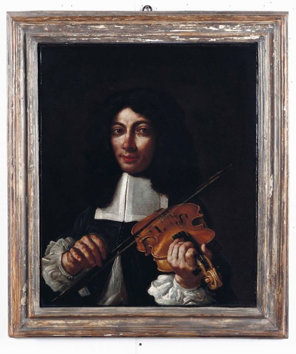 Scuola del XVII secolo Ritratto di giovane violinista