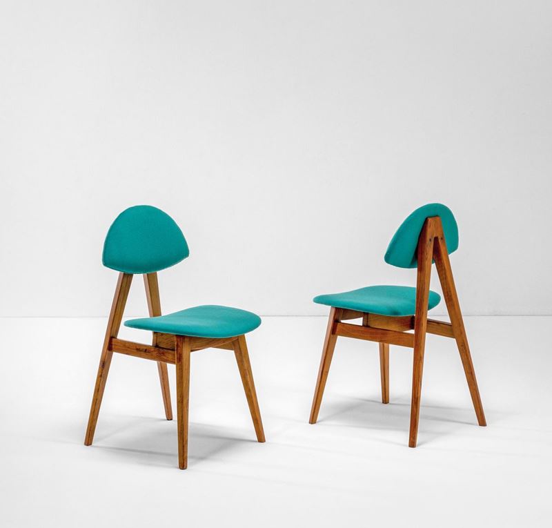 Ettore Sottsass : Coppia di sedie mod. S12  - Asta Fine Design - Cambi Casa d'Aste