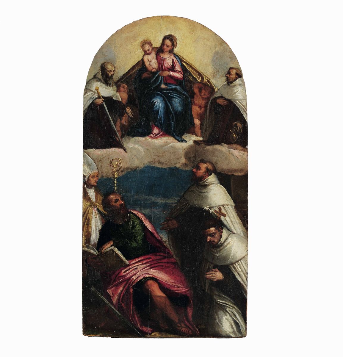 Paolo Caliari Detto il Veronese - Madonna con Bambino in Gloria tra San Elia, Eliseo, Andrea Cors...