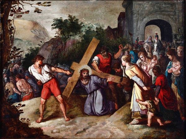 Scuola fiamminga del XVII secolo Salita al Calvario