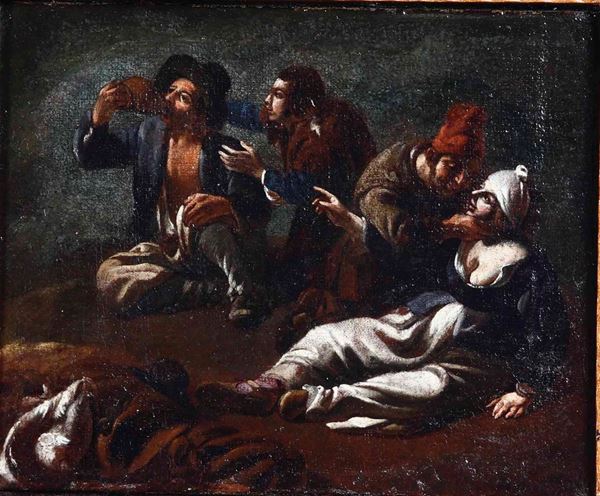 Scuola del XVIII secolo Scena di genere con pastori