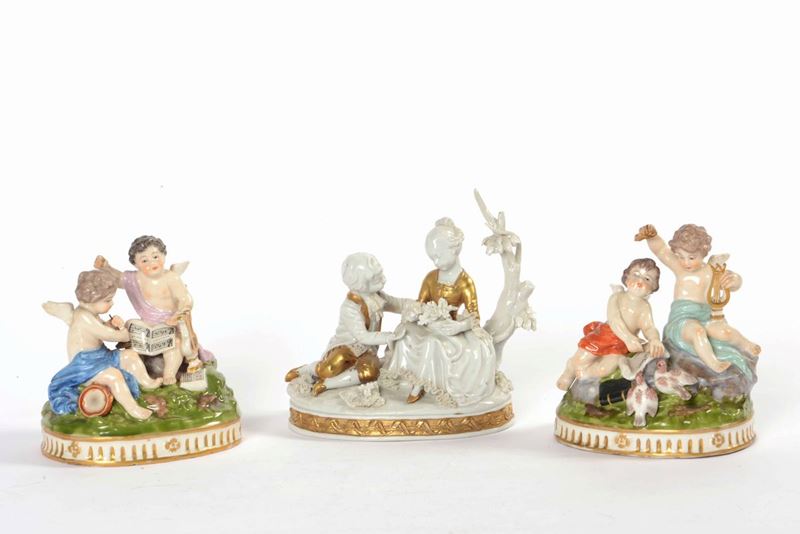 Tre gruppi  Pseudo manifatture di Vienna e Doccia, XX secolo  - Auction Majolica, Porcelain and Glass | Cambi Time - Cambi Casa d'Aste