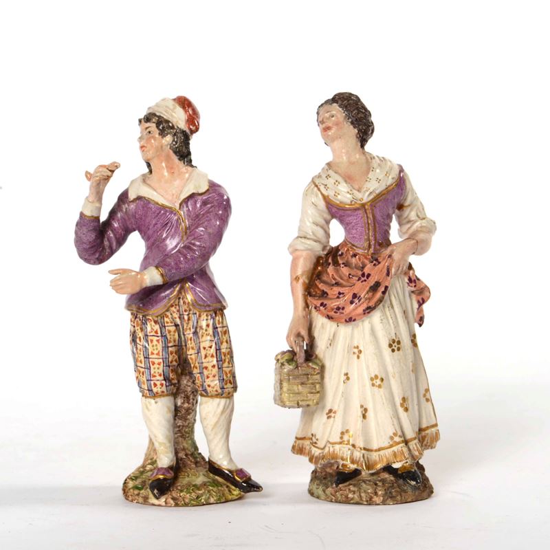 Coppia di figurine Napoli, inizio del XIX secolo  - Auction Ceramics and Glass | Timed Auction - Cambi Casa d'Aste