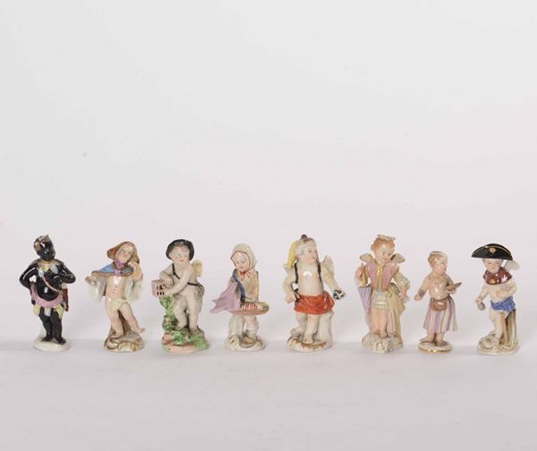 Otto figurine allegoriche con bimbi Manifatture diverse, Meissen, Berlino, XVIII-XX secolo