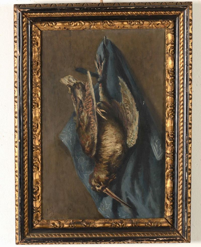 Scuola italiana XX secolo Natura morta con cacciagione  - Olio su tela - Auction 19th and 20th Century Paintings | Timed Auction - Cambi Casa d'Aste