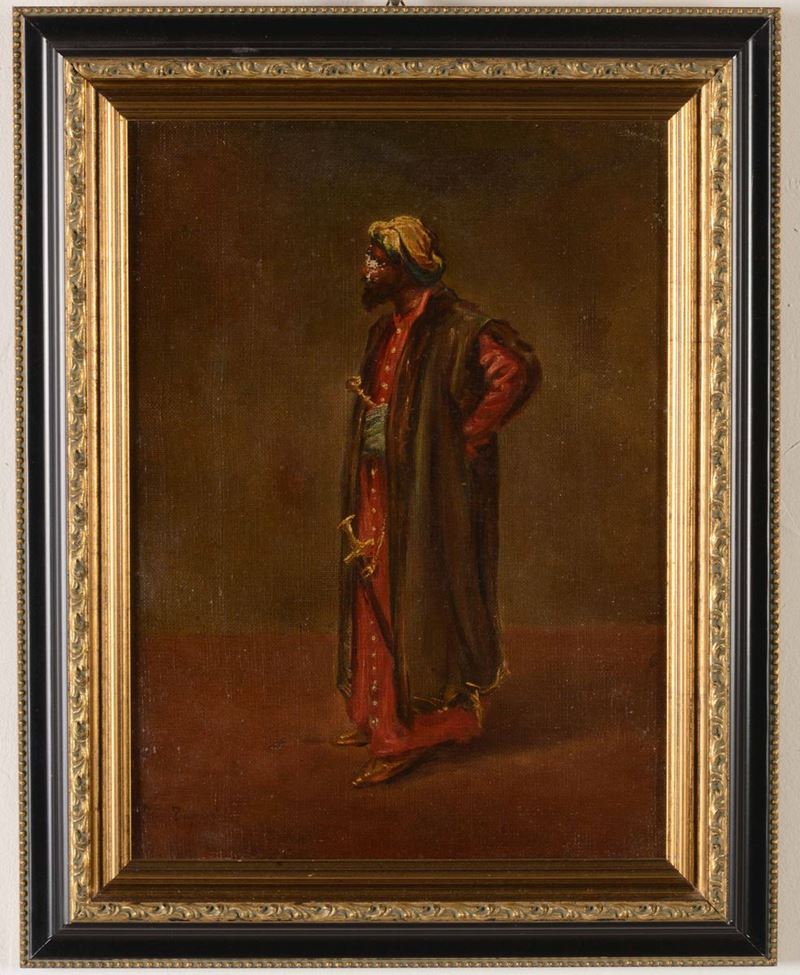 Josep Tapir&#243; Bar&#243; : Turco  - Olio su cartone telato - Auction 19th and 20th Century Paintings | Timed Auction - Cambi Casa d'Aste