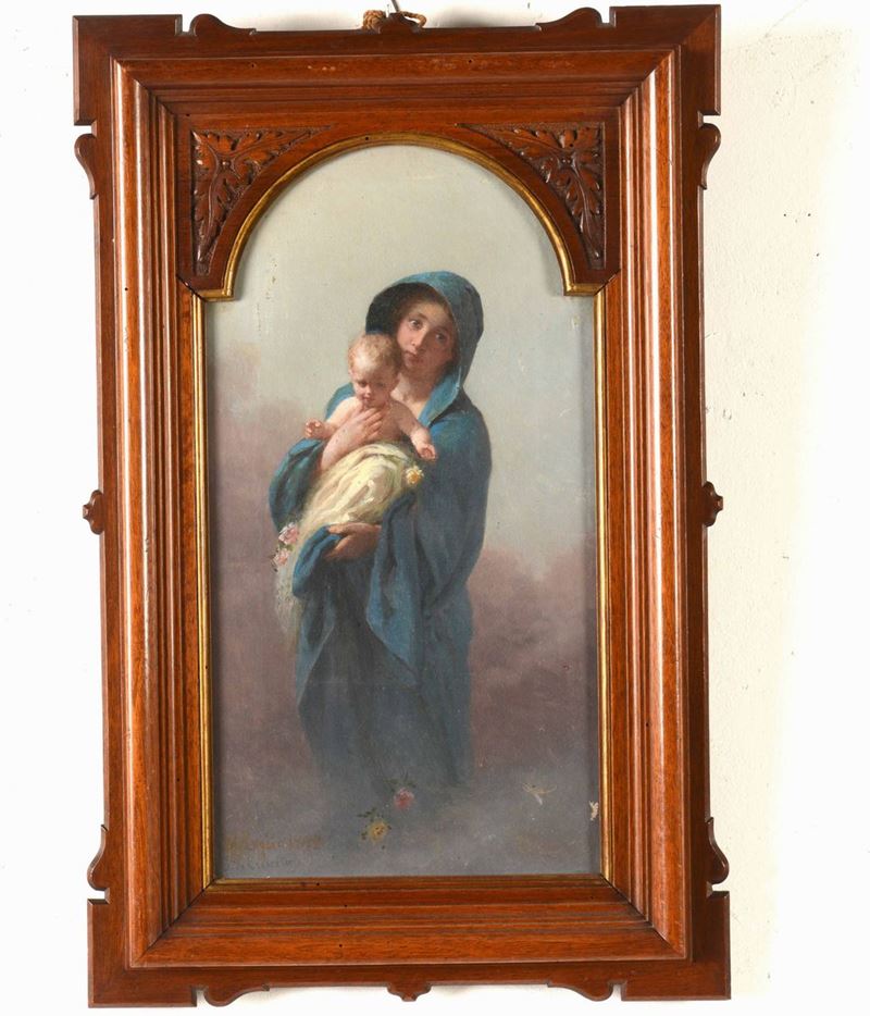 Pasquale Di Criscito : Madonna con Bambino  (1892)  - Olio su tela - Asta Dipinti del XIX e XX secolo | Cambi Time - Cambi Casa d'Aste