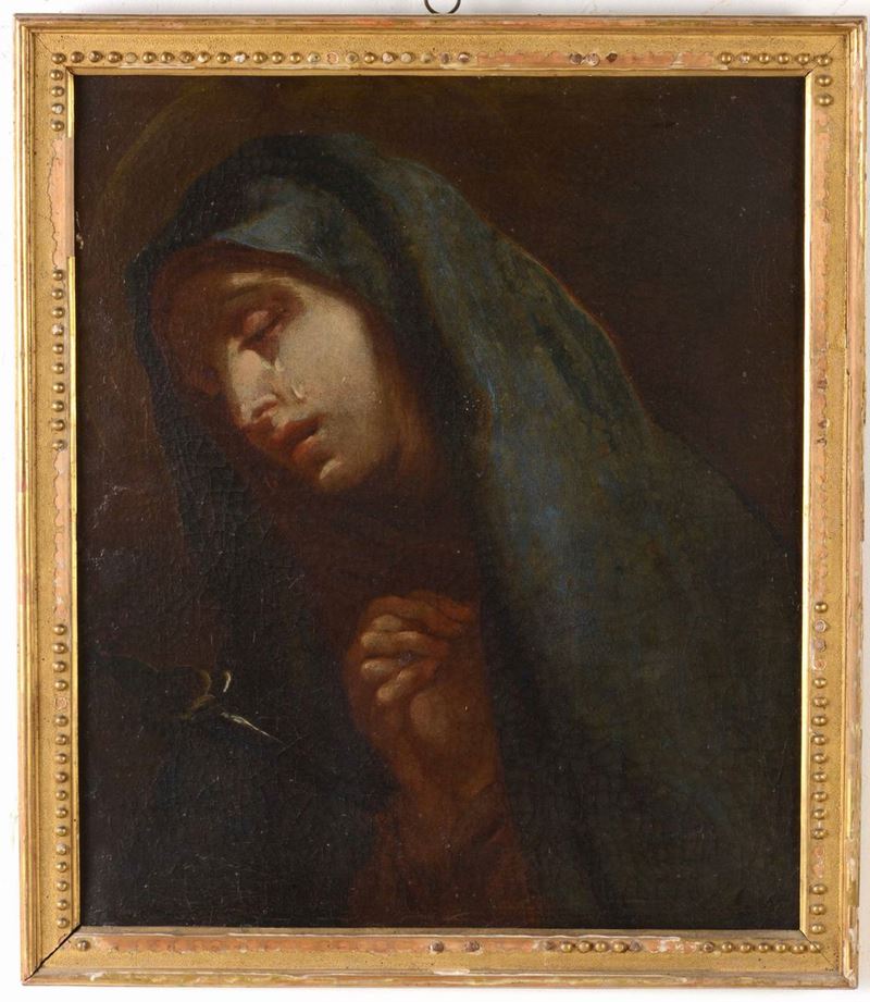 Scuola dell’Italia meridionale del XVII secolo Madonna addolorata  - olio su tela - Asta Dipinti Antichi - Cambi Casa d'Aste
