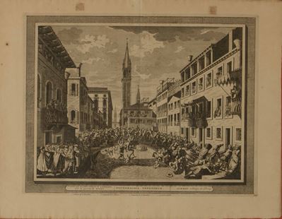 Peter Van Der Aa (1653-1733) Canale San Barnaba con la "guerra dei Pugni". Leida,1722
