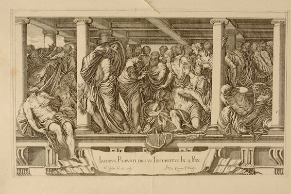 Valentin Lef&#232;bvre - Incisione riproducente opera pittorica di Jacopo Robusti, detto il Tintoretto. Venezia, fine secolo XVII inizio secolo XVIII