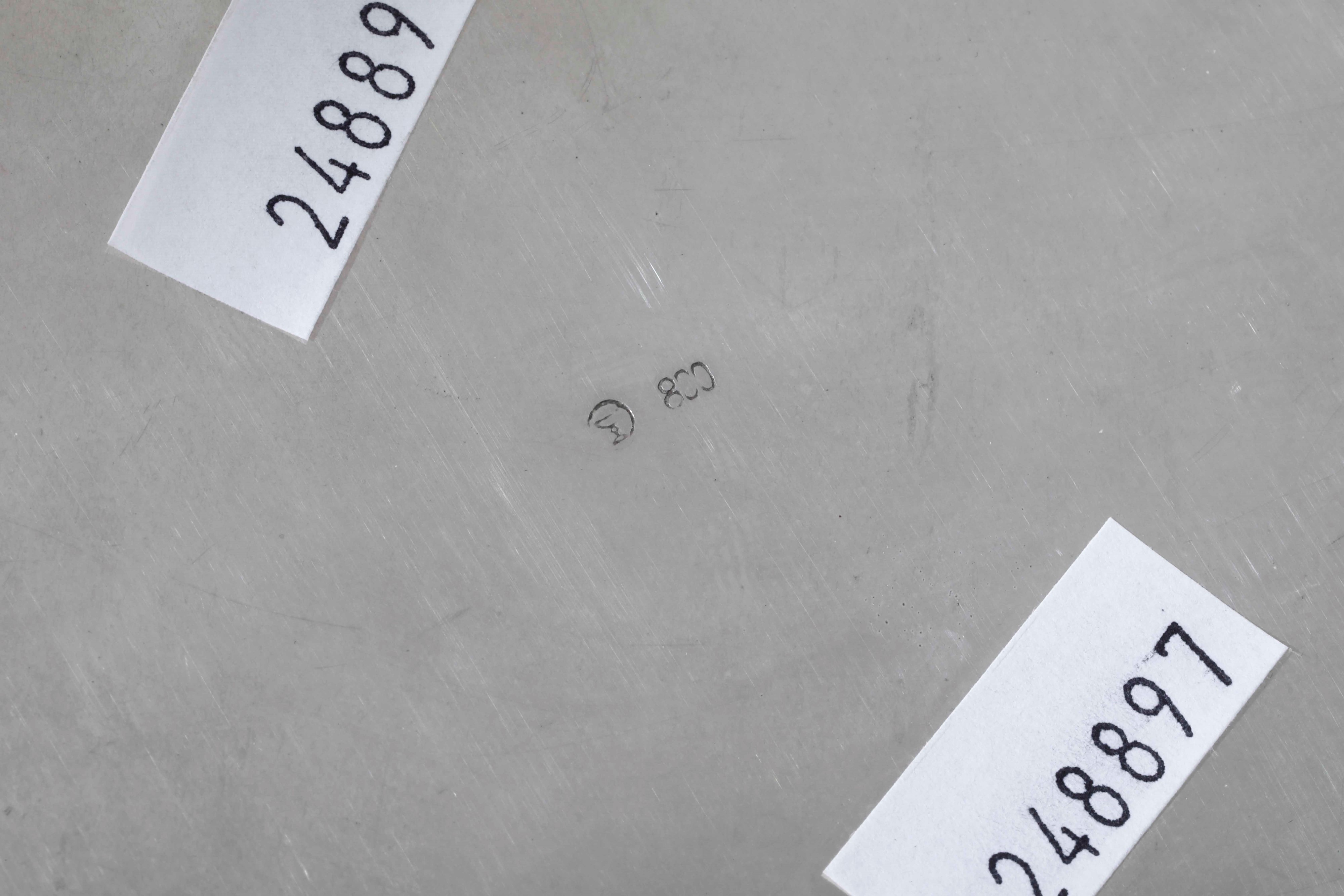 Cestino. Argento Fuso e Sagomato, Manico Ad Arco in Legno Ebanizzato. Argenteria Artistica Italia...