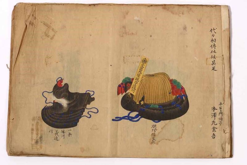 Piccolo album contenente disegni su carta raffiguranti abiti da parata, Giappone, periodo Edo, XVIII secolo  - Asta Arte Orientale - Cambi Casa d'Aste