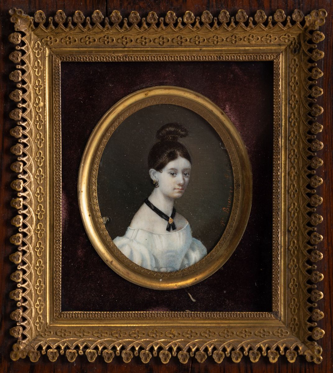 Lotto Due Miniature Raffiguranti Busti Femminili. XIX Secolo