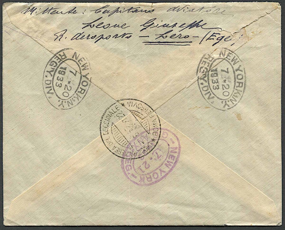 1933, Egeo, Aerogramma del 7-6-1933 per New York.