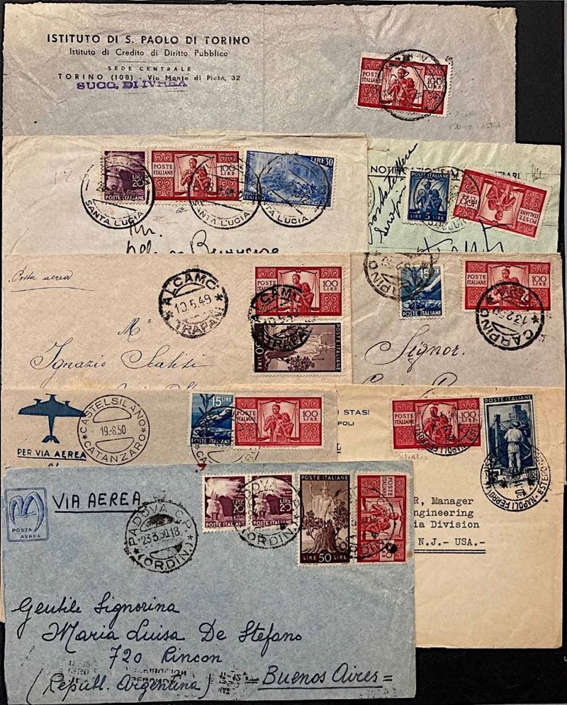 1947/1950, Repubblica Italiana, insieme di 11 aerogrammi e un frontespizio.  - Asta Filatelia e Storia Postale - Cambi Casa d'Aste