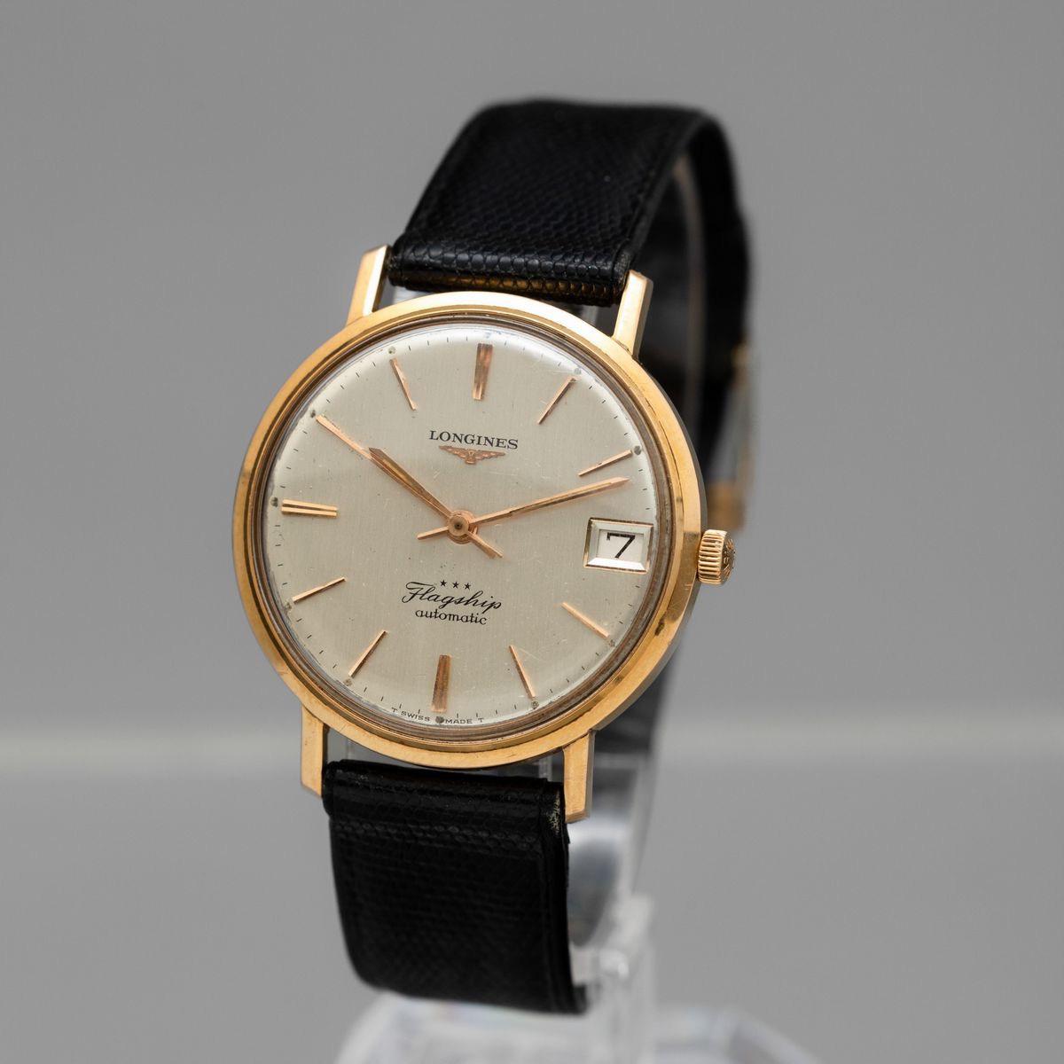 Longines - Flagship Automatico in Oro 18k con Datario, Quadrante Argentè e Astuccio Dell'epoca
