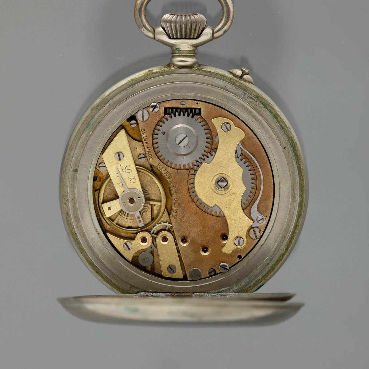 Orologio da Tasca Rosskopf in Argento con Quadrante in Smalto Bianco e Numeri Romani