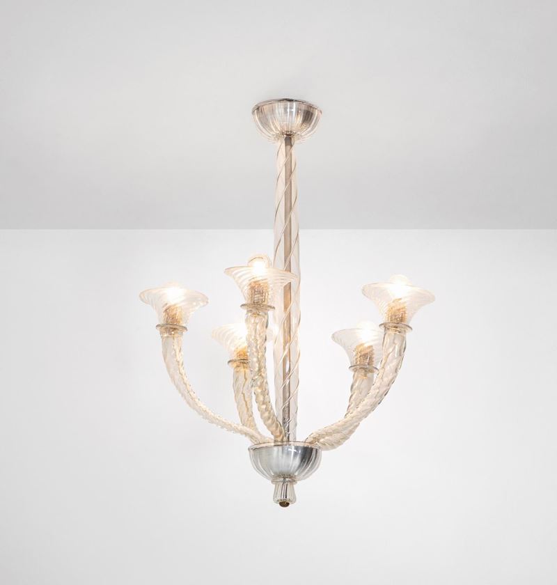 Carlo Scarpa : Suspension lamp with metal and aluminium structure.  - Auction Fine Design - Cambi Casa d'Aste