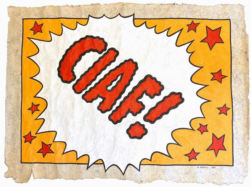 Massimo Mattioli : Noises: Ciaf!  (1995)  - Acrilico su carta fatta a mano. - Asta Fumetti d'Autore - IV - Cambi Casa d'Aste
