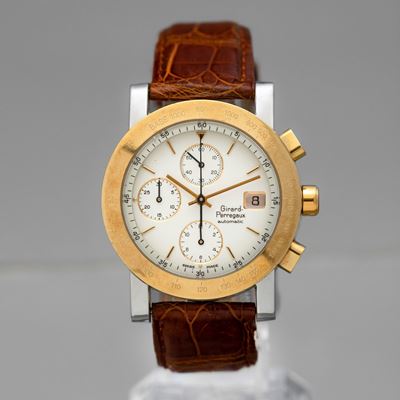 Girard Perregaux - Cronografo Automatico Acciaio e Oro, Contatori Verticali con Datario e Lunetta...