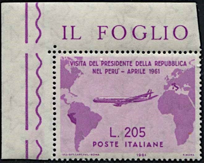 1961, Repubblica Italiana, "Visita del Presidente Gronchi in Sud America".  - Asta Filatelia e Storia Postale - Cambi Casa d'Aste