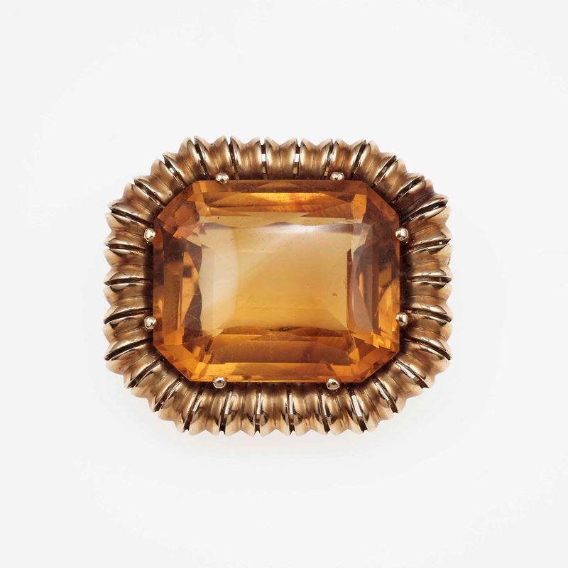 Citrine and gold brooch  - Auction Jewels | Cambi Time - Cambi Casa d'Aste