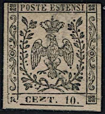 1852, Modena, 10 cent. rosa usato.  - Auction Philately - Cambi Casa d'Aste