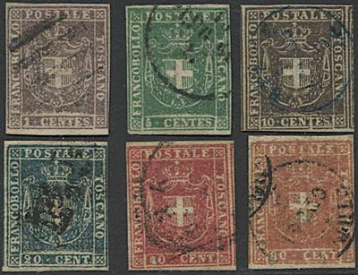 1860, Toscana, Governo Provvisorio, Serie Usata di 6 Valori.