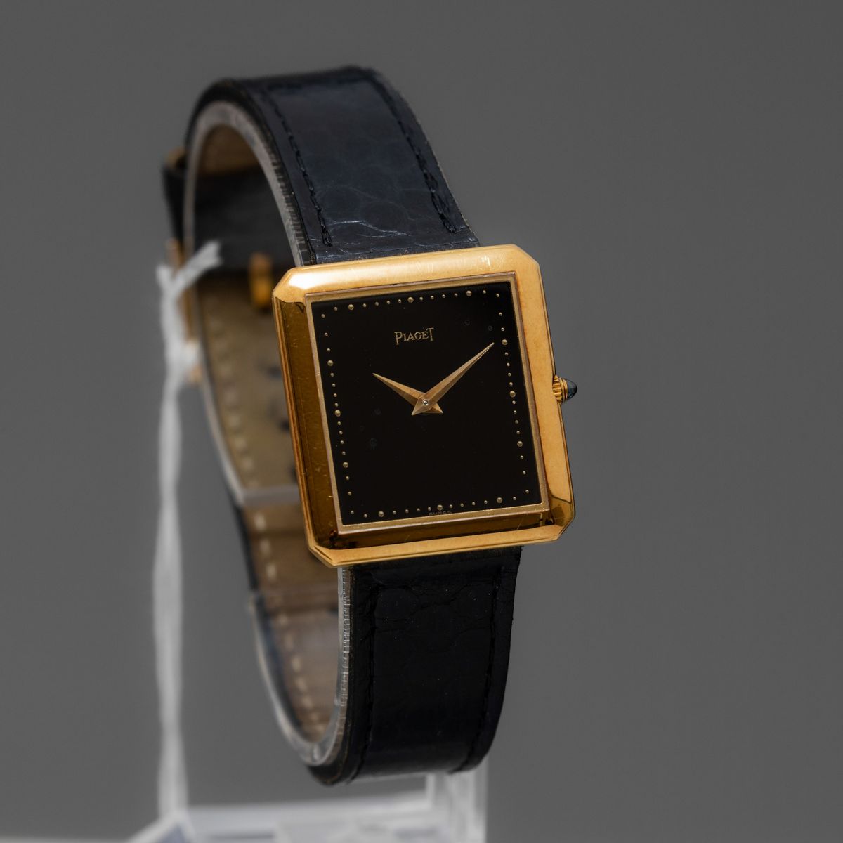 Piaget - Extraplate da Donna in Oro Giallo 18k Carica Manuale con Quadrante Nero Lucido e Fibbia ...