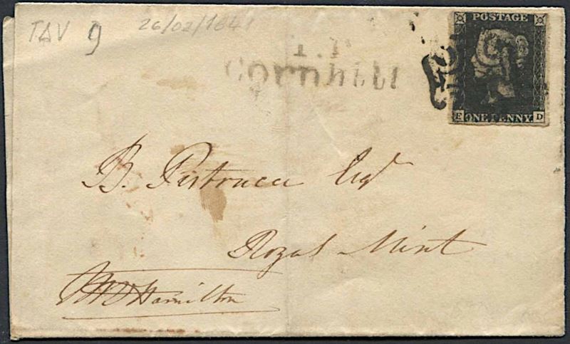 1840, Great Britain, Penny Black "FD" Table 9.  - Asta Filatelia e Storia Postale - Cambi Casa d'Aste
