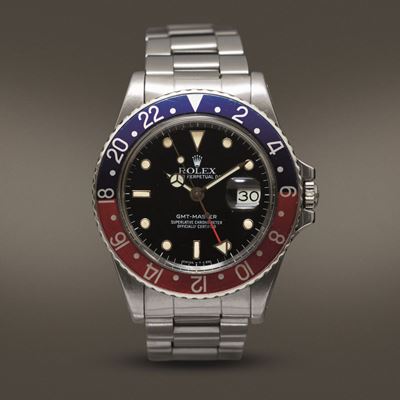 Rolex - Gmt Master Pepsi Ref 16750, Modello Transizionale Vetro Plastica Quadrante Bicchierini co...