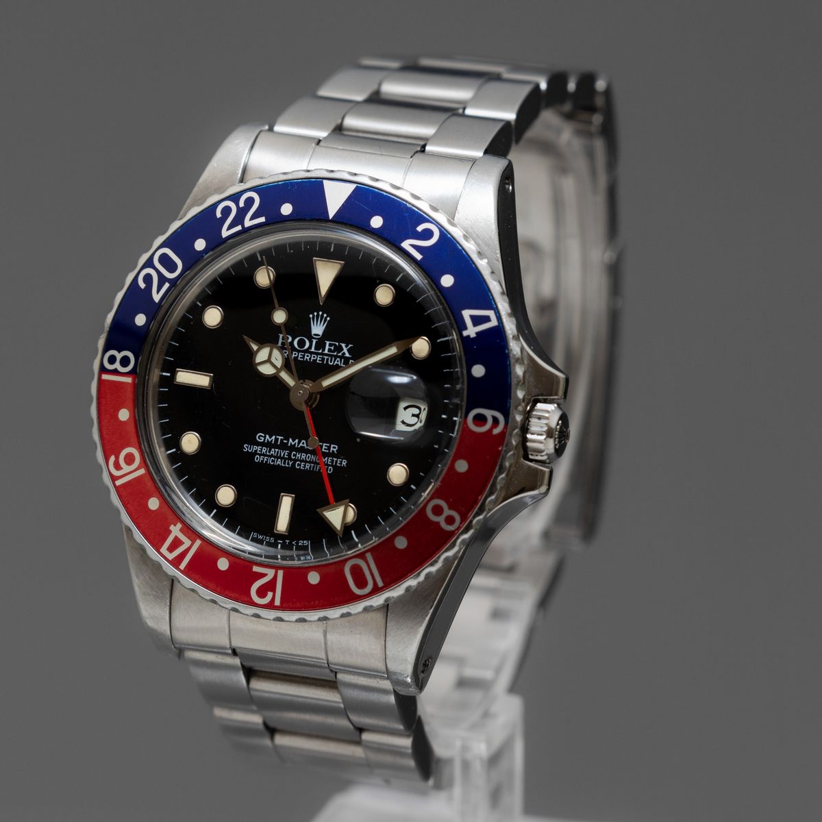 Rolex - Gmt Master Pepsi Ref 16750, Modello Transizionale Vetro Plastica Quadrante Bicchierini co...