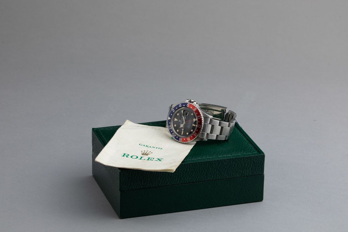 Rolex - Gmt Master Pepsi Ref 16750, Modello Transizionale Vetro Plastica Quadrante Bicchierini co...