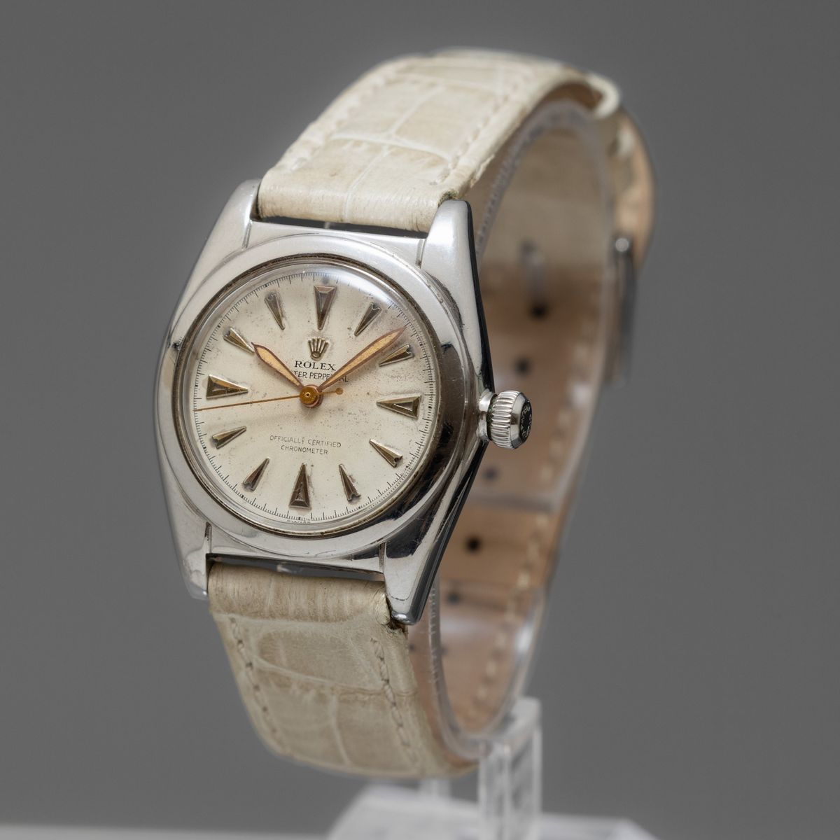 Rolex - Ovetto Ref 2940 in Acciaio, Automatico con Quadrante Argentè Indici Applicati e Cinturino...