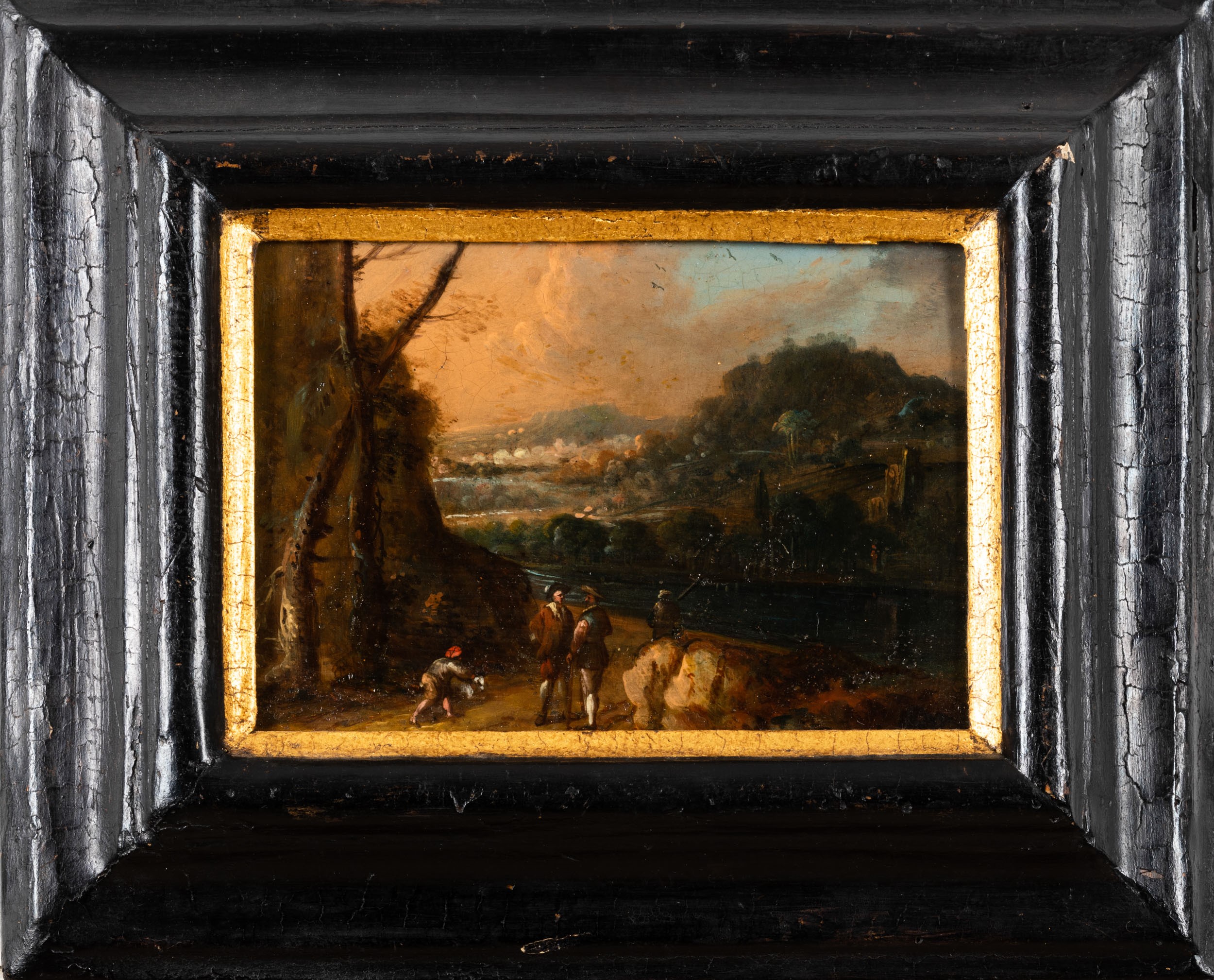 Scuola del XVIII Secolo Paesaggi con Scene di Genere