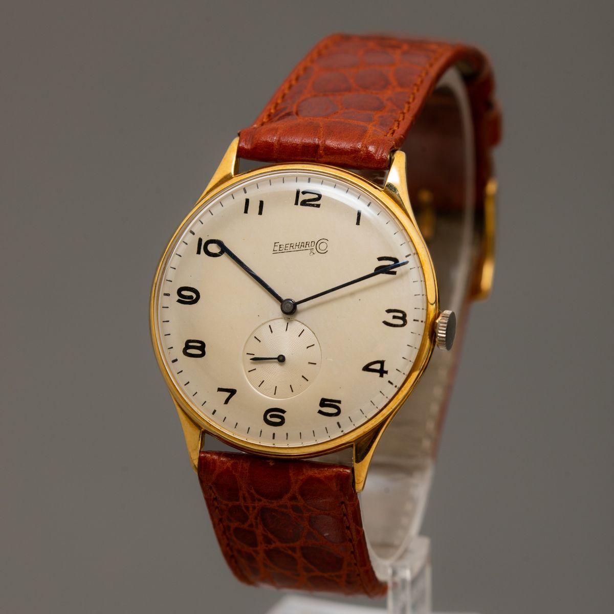 Eberhard - Oversize Carica Manuale in Oro Giallo 18k con Cassa a Cerniera, Numeri Arabi e Piccoli...