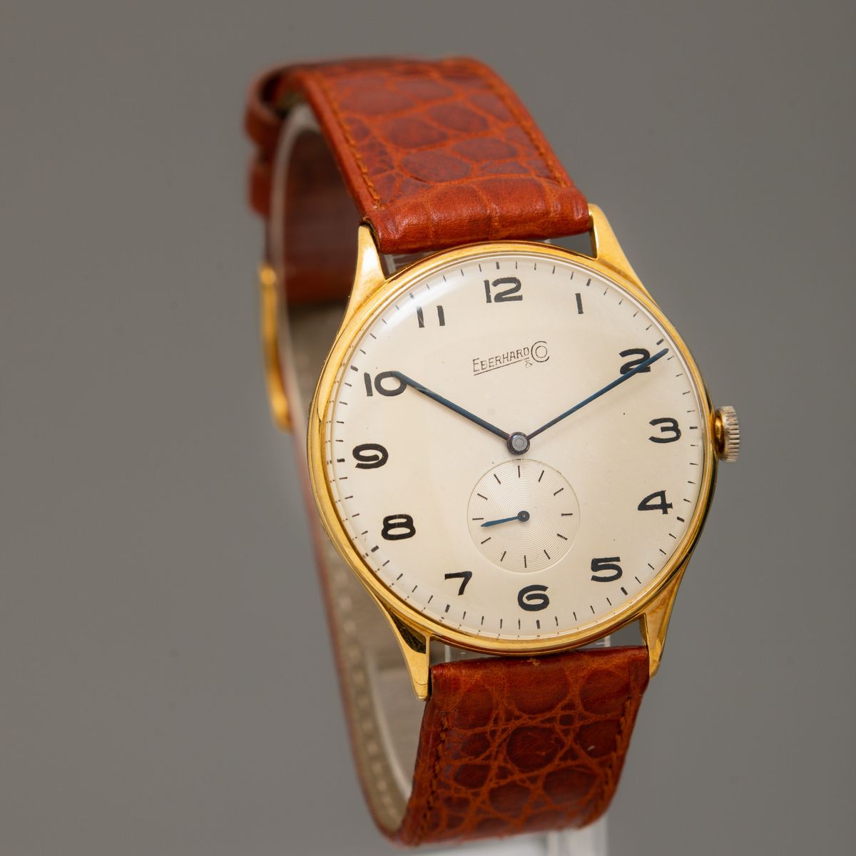 Eberhard - Oversize Carica Manuale in Oro Giallo 18k con Cassa a Cerniera, Numeri Arabi e Piccoli...