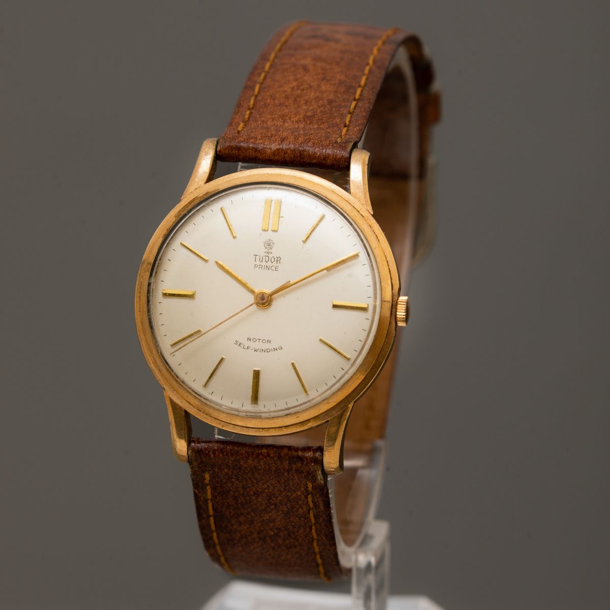 Tudor - Prince in Oro 14k Automatico con Quadrante Argentè e Indici a Bastone