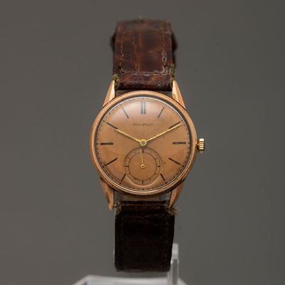 Movado - Orologio Gold Filled 14k con Quadrante Salmone Carica Manuale con Piccoli Secondi