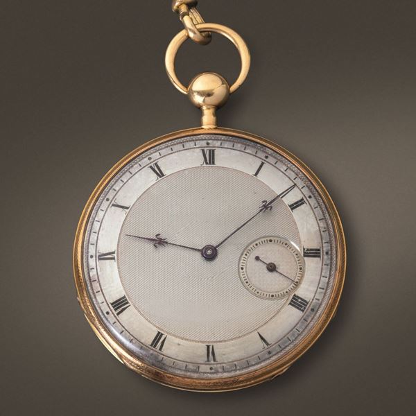 VACHERON & CONSTANTIN - Orologio da tasca in oro 18k, con scappamento a cilindro, quadrante in argento guilloché con secondi ad ore 3, suoneria su gong ore e quarti