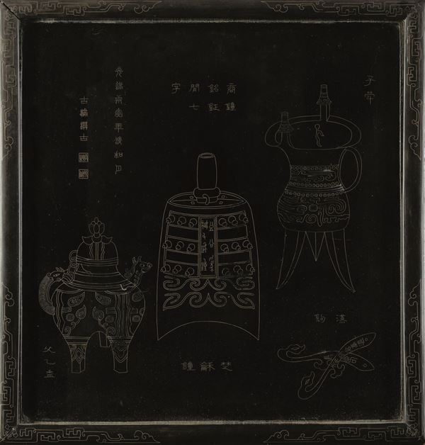 A lacquered wood pane, China, Qing Dynasty Qianlong period (1736-1796)
